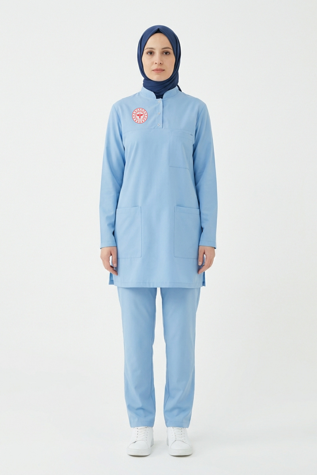 Doktor Hekim Forması Likralı Scrubs Tesettür Takım  