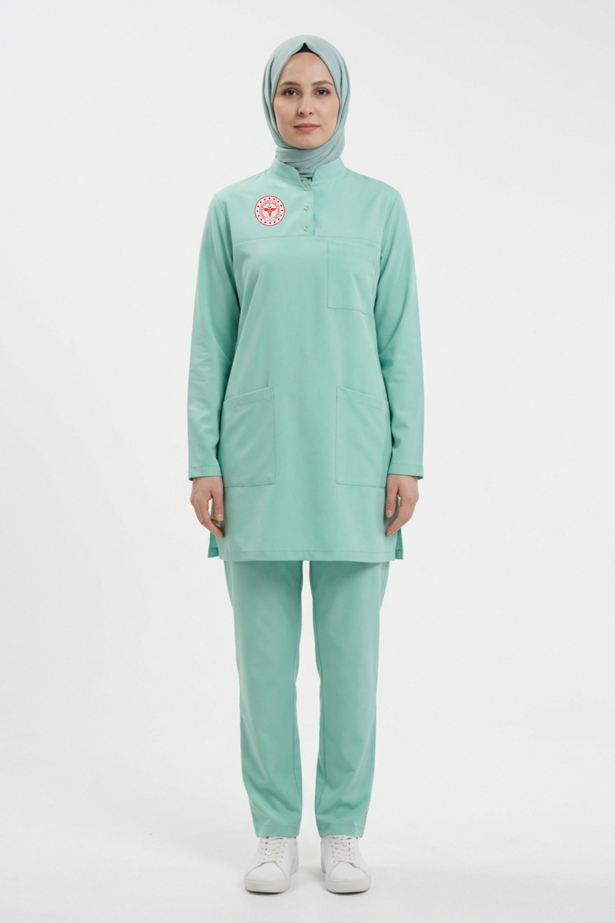 Aile Sağlığı Çalışanı Forması Likralı Scrubs Tesettür Takım Bermuda