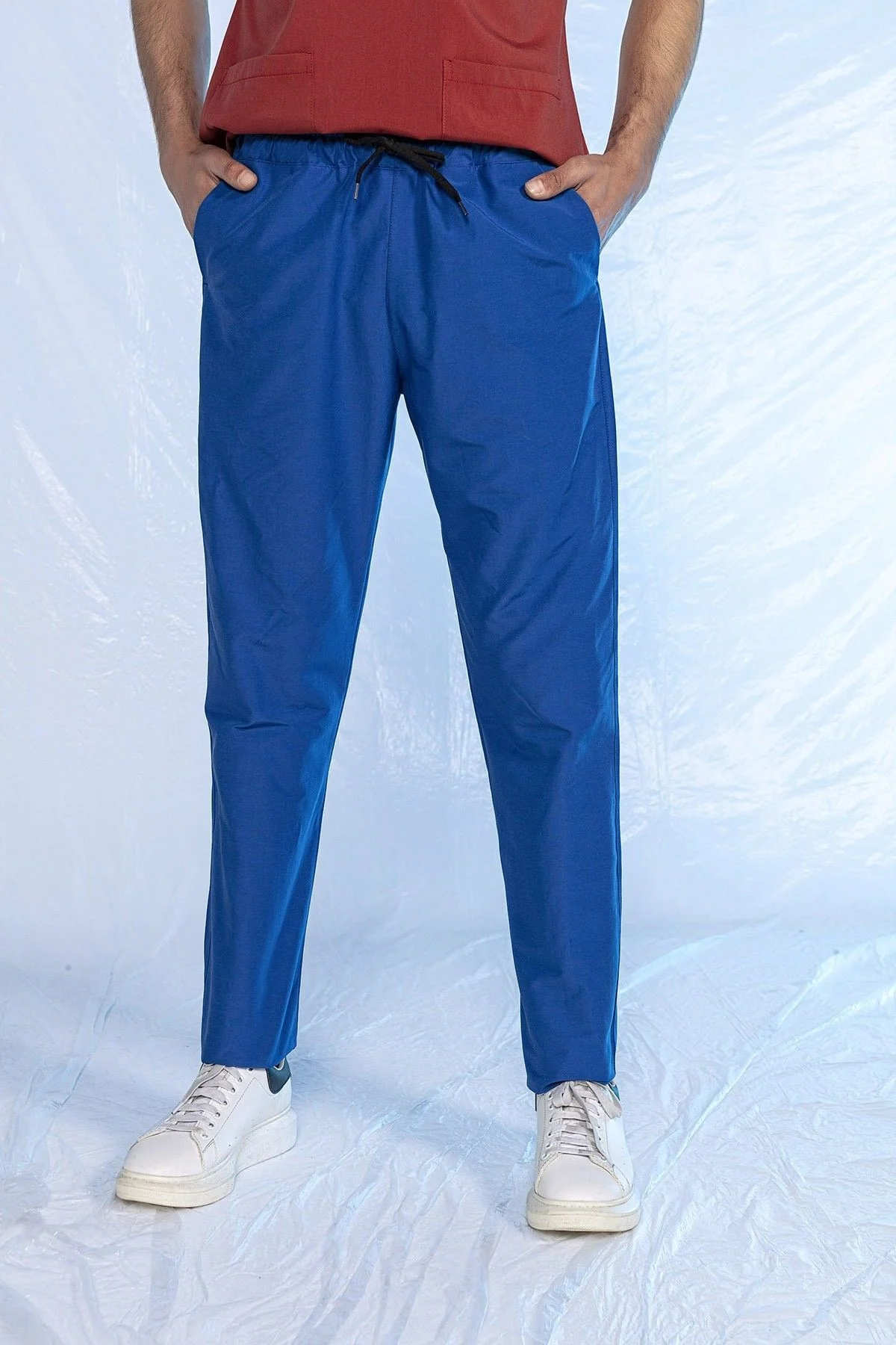 Saks Mavi Likralı Tek Alt Doktor Hemşire Forması