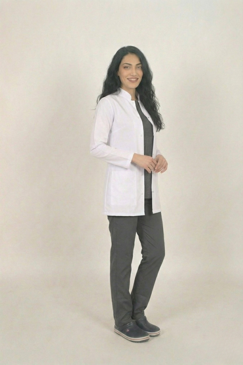 Beyaz Doktor Öğretmen Öğrenci Laboratuvar Önlüğü